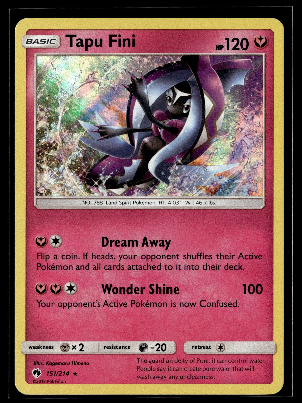 Pokemon TCG SM - Lost Thunder #151/214 Tapu Fini HOLO FOIL