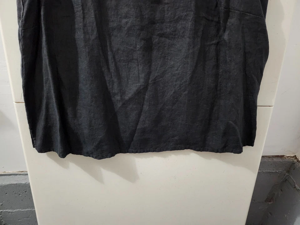 FLAX Top Mujeres 3X Túnica corta negra sin mangas 100% lino Wide Beach Lagenlook Foto 2 de 4