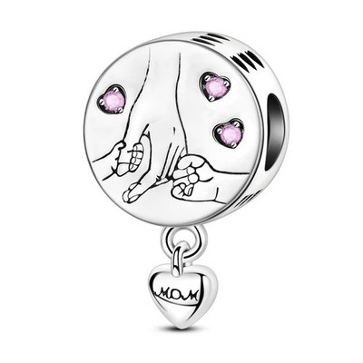 Love Mom Baby Holding Hands Charm Fit For Bracelet Necklace, Pan Gift for Her