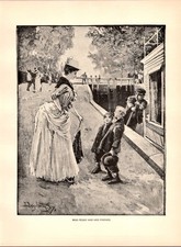 Miss Peggy & Her Friends William Black's Dudley Hardy 1896 impresión de placa de libro TL17