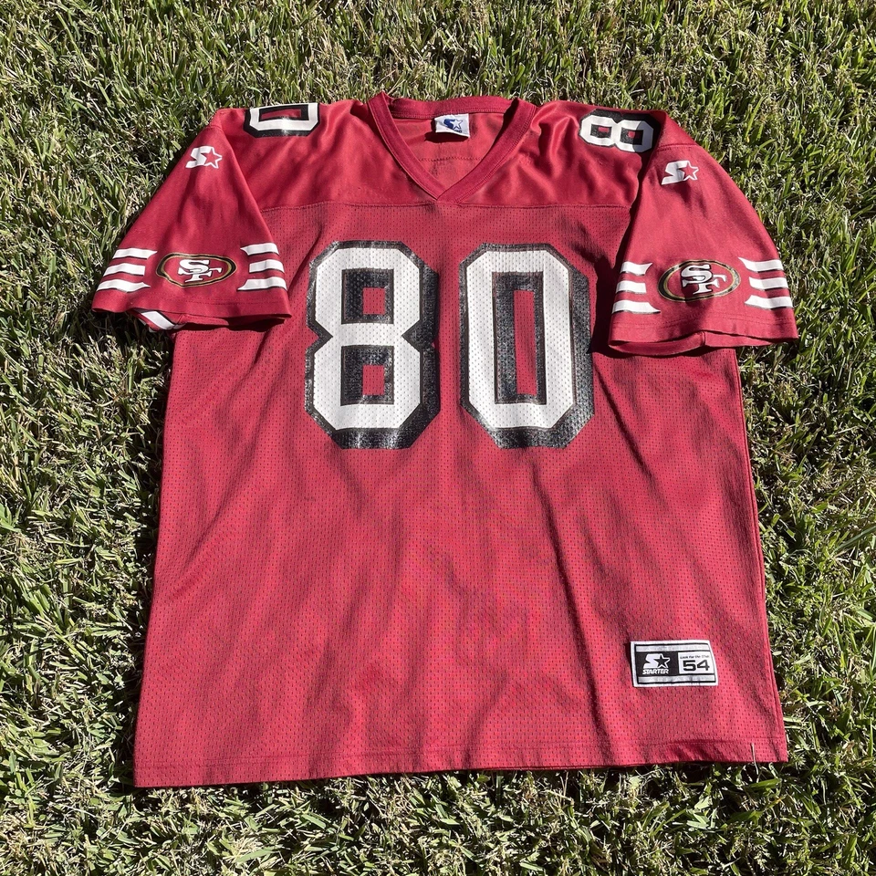 复古 90 年代初学者 NFL 男式旧金山 49 人队杰里·赖斯球衣尺寸 54/2XL — 第 4/4 张图片