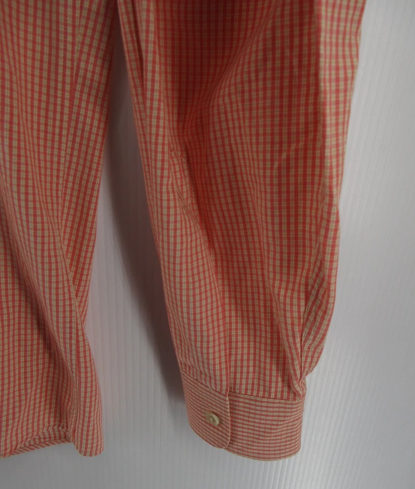 VINTAGE Paul Stuart Shirt Men Medium Orange Button Down Gingham Plaid Italy - Image 3 of 4