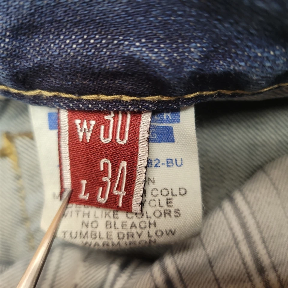 Jeans John B Stetson Hombres 30x34 Azul Denim Rocker Bota Pierna Occidental 100% Algodón Foto 4 de 4