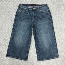 NYDJ Seline Wide Leg Crop Jeans Womens 8 Blue Med Wash Mid Rise Stretch Boho