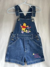 Vintage Winnie The Pooh Hunny Garden Embroidered Denim Overalls 3T