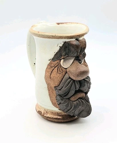 Mahon Made Stoneware Ugly Face Mug Bearded Man Hand Crafted Signed 1980