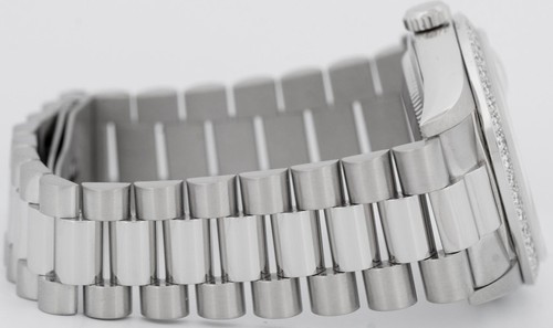 Rolex Day-Date President FACTORY DIAMOND 36mm Silver 950 Platinum Watch 18346 - Picture 7 of 10