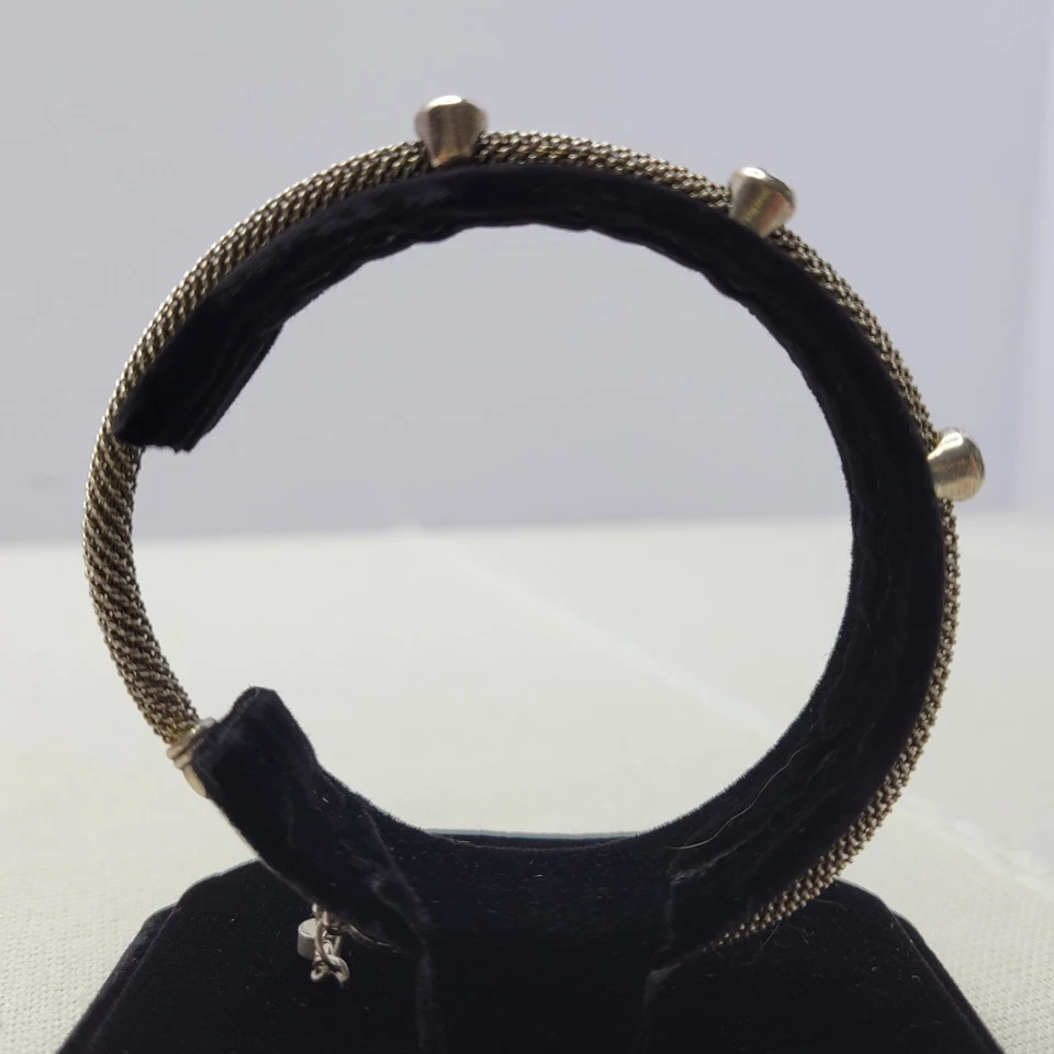 "Brazalete de cadena de malla tono plata Avon Nina Ricci 3 estaciones de circonita cúbica 7,5"" ajustable" Foto 2 de 4
