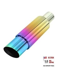 Universal 51mm Car Exhaust Mufflers 15" Length Burnt, 2'' Inlet 3'' Outlet 
