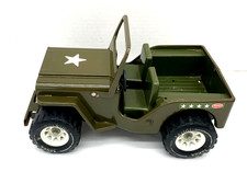 Vintage 1970's Tonka Military Jeep W/ Folding Windshield Pressed Steel