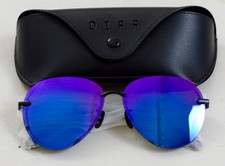 DIFF Lenox Designer Oversized Aviator Sunglasses Purple Mirror UV400 Protection