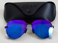 DIFF Lenox Designer Oversized Aviator Sunglasses Purple Mirror UV400 Protection