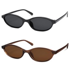 HERJOUR Retro Oval Cat Eye Medium, B01 Black/Grey clear Brown/Brown