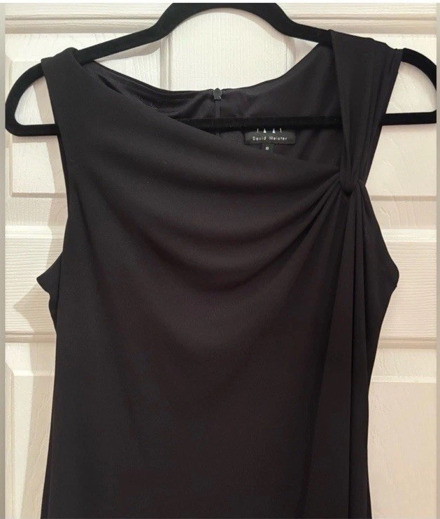 David Meister asymmetrical black hi/low dress - 8