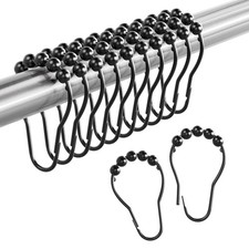 Shower Curtain Rings - Set of 12 - Rust-Resistant Metal Shower Matte Black