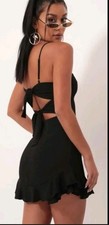 Black Ruffle Tie Back Homecoming Dress Lucy in the Sky Medium Little Black Dress