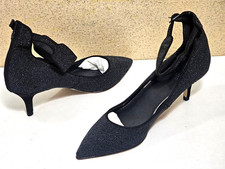 New PAPELL Women's Size 5.5, 6 BLACK Leather Ankle Pump Sandal Heel Shoes