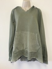 Aerie Medium Green Oversized Distressed V-Neck Hoodie