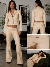 VTG Y2K Cache 2pc Bone Butter Leather Stud Su...