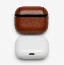 Apple AirPods Pro White In-Ear Bluetooth Earbuds w/ Charging Case & Brown Case