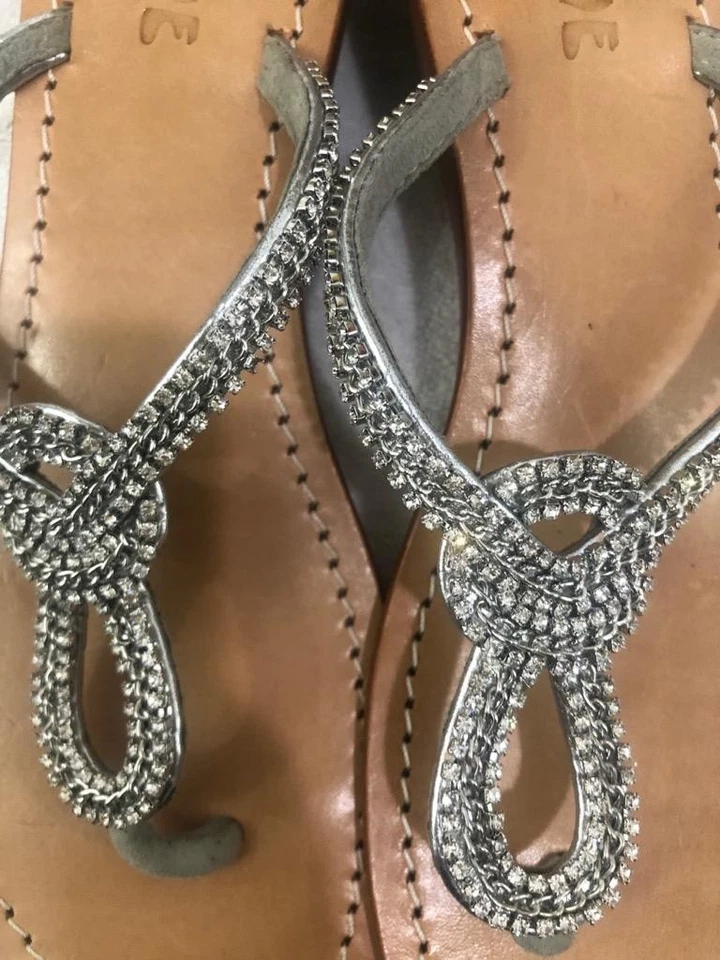 NUEVO SIN CAJA MYSTIQUE CRYTAL TANGA CUÑA SANDALIA TALLA 8 (san100 Foto 4 de 4