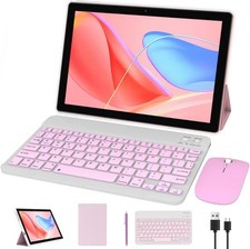Android 14 Tablet 10.1" 2-in-1 with Keyboard 64GB 8GB RAM Pink