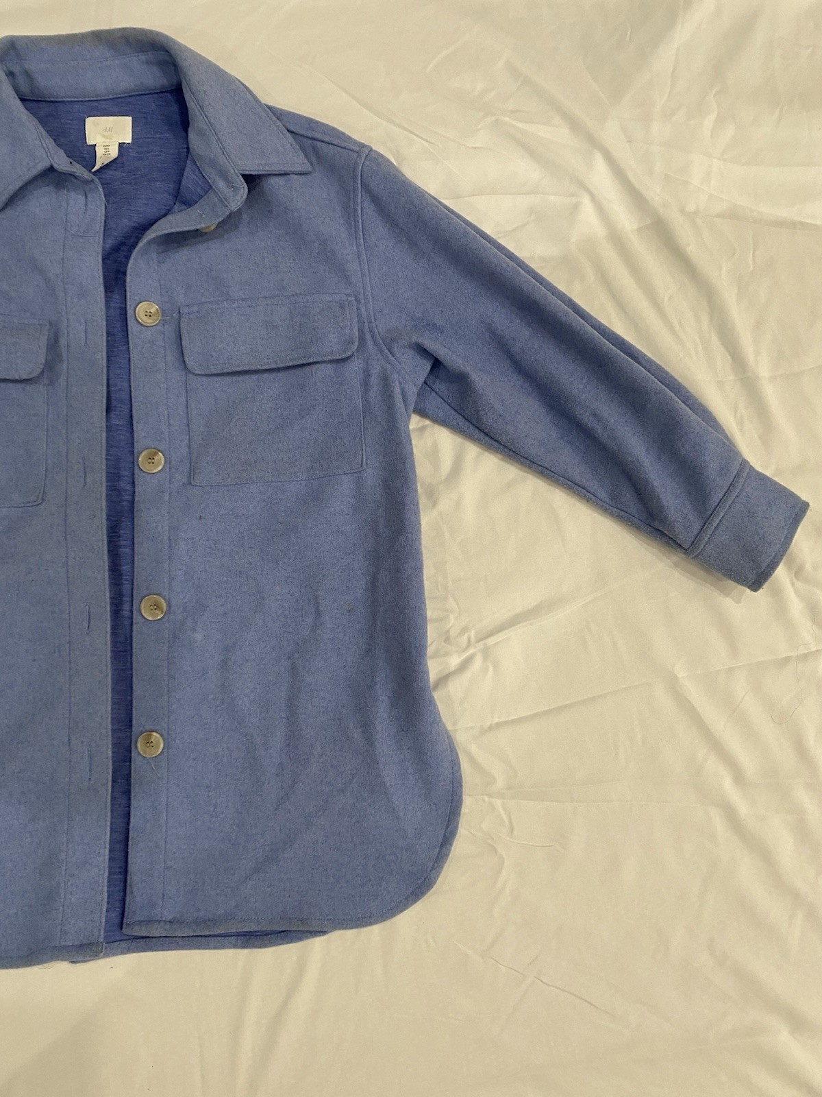 H&M Women's Blue Button-Up Shirt with Chest Pockets, Long Sleeve, Size S thumbnail 2