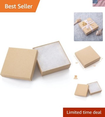 Luxury 20 Pack Cardboard Jewelry Gift Boxes with Drawstring Closure - 3.5 Inch