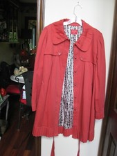 Womens Elle Watermelon Snap And Tie Rain Coat Lined Collar Size Medium