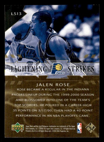 2000-01 Upper Deck Lightning Strikes #LS13 Jalen Rose - Picture 2 of 2