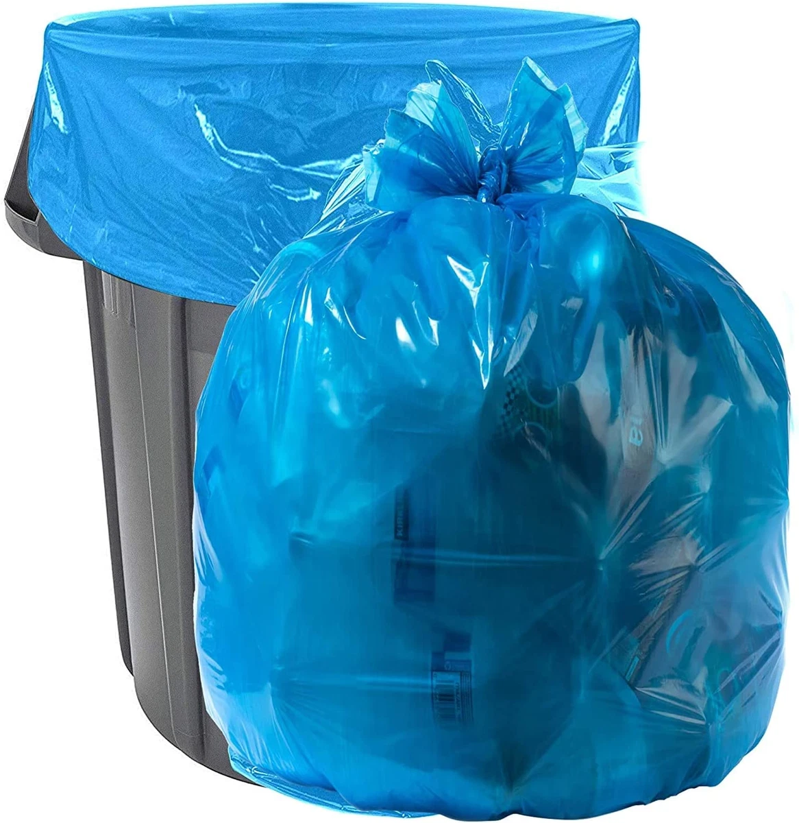 Plastics 40-45 Gallon Blue Trash Bags - Pack of 100 - Garbage or Recycling