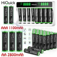 EBL 1.2V Ni-MH Rechargeable AAA AA Batteries 1100/2800mAh/ Charger Lot