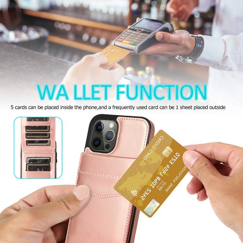 For iPhone 16 15 14 Pro Max 13 12 11 XS 8 Leather Card Holder Wallet Case Cover - Picture 3 of 48