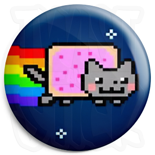 Nyan Pop Tart Cat - Insignia de botón - Insignias geek de 25 mm con opción de imán de nevera - Imagen 1 de 1