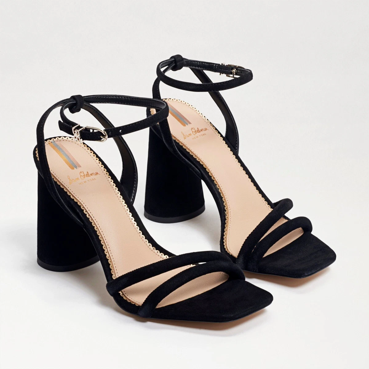 Sam Edelman Kia Sandals Black Suede Leather Block Heel Revolve 7.5