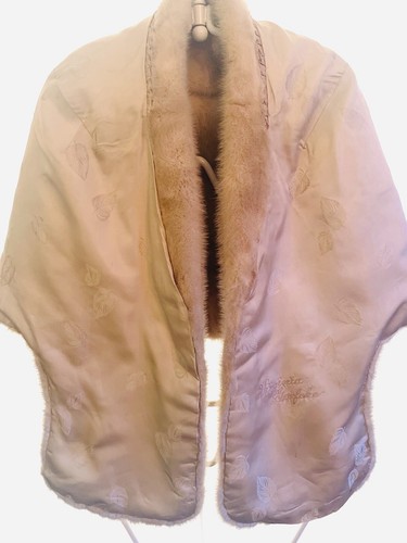 MINK Fur Stole BLONDE BROWN Elegant Topper Pocket Mom Wedding Or Prom Cape Wrap - Imagen 9 de 14