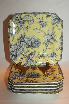 222 FIFTH Porcelain Yellow ADELAIDE 8-1/2 '' Square Salad Dessert Plates Set of 6