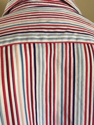 Thomas Dean Shirt Mens Size Large Flip Cuff Striped Pink White - Picture 6 of 9
