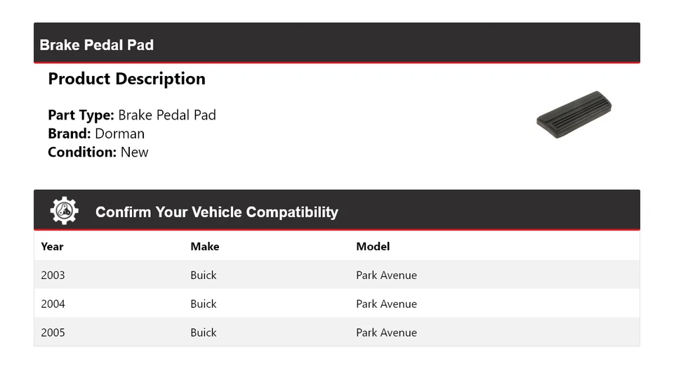 For 2003-2005 Buick Park Avenue Dorman Brake Pedal Pad 2004 - Image 2 of 4