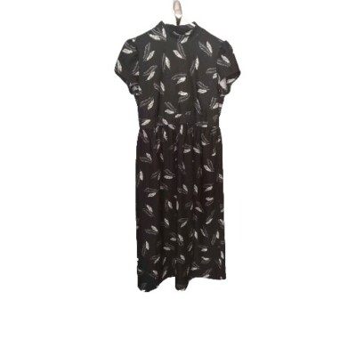 Designer Sandro Ferrone Roma Women's Monochrome Feather AOP Dress Sexy Back 