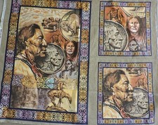 100 Cotton Fabric Panel Pillow Panel - Wall Hanging Native American Design
