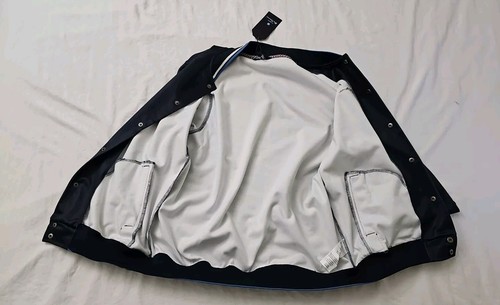 "New" Ben Sherman Jacket Navy Blue Rib Collar Trim Snap Front Pockets - Size: S - Picture 12 of 14