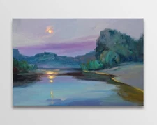 Landscape painting Original art Impressionism Oil on canvas by S. Chernyakovsky