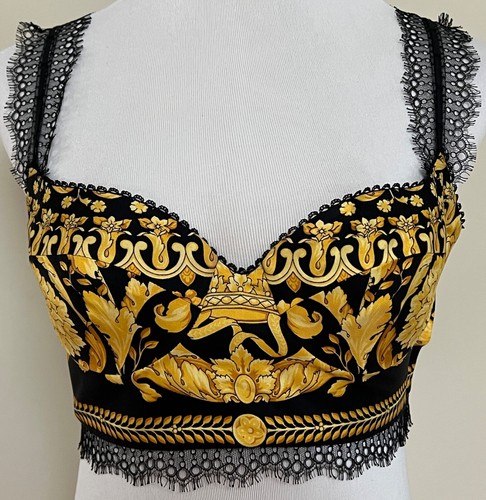 NWT Versace Iconic Barocco Baroque Silk Lace Trim Runway Bustier Top 44 8 $1650 - Picture 19 of 24