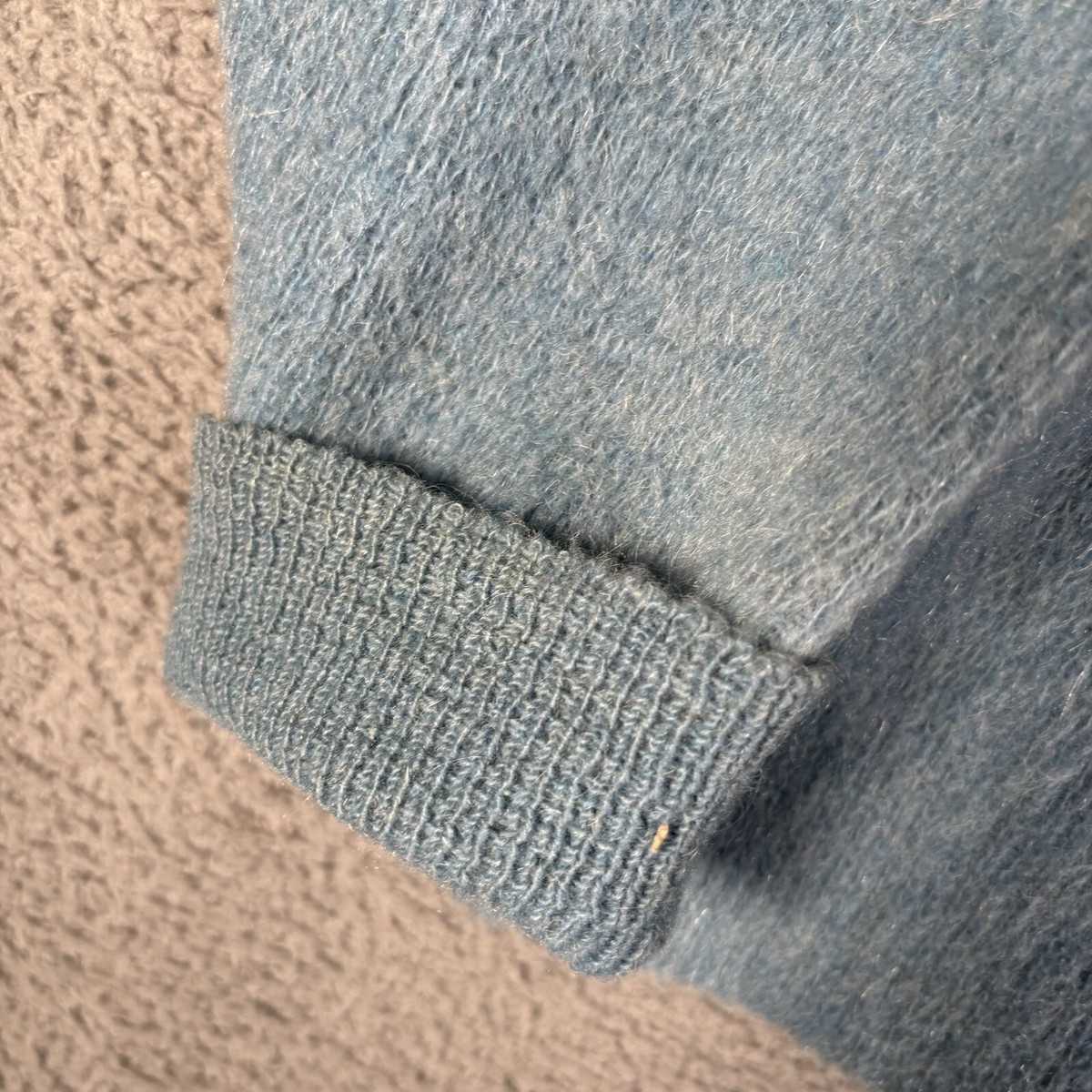 Wool Mohair Sweater VTG 70s 60s Zip Up Cardigan Knit Blue Wool Mohair Sweater VTG 70s 60s Zip Up Cardigan Knit Blue