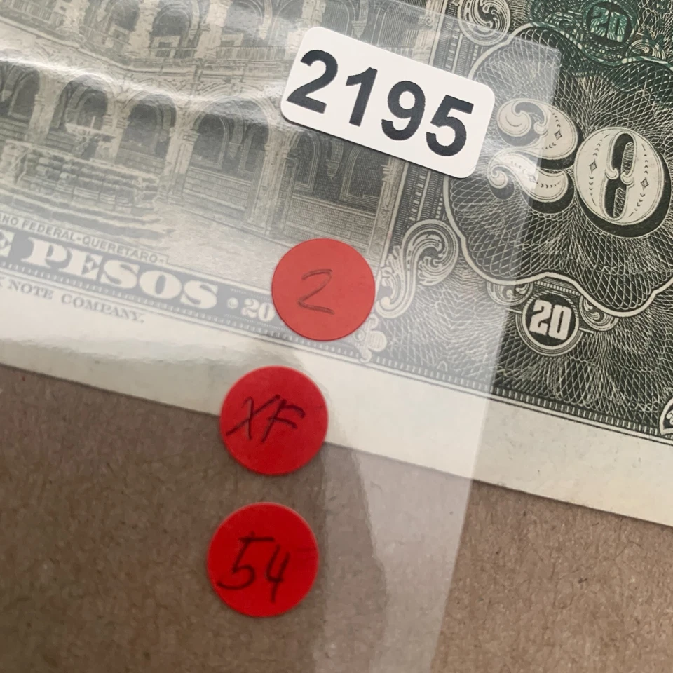 Банкнота Мексики номиналом 20 песо 1954 бумажные деньги American Banknote Co. - Изображение 4 из 4