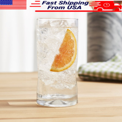 Set of 8 Clear Glass Drinking Glasses for Fruit Juice Water - Lyra Glassware
