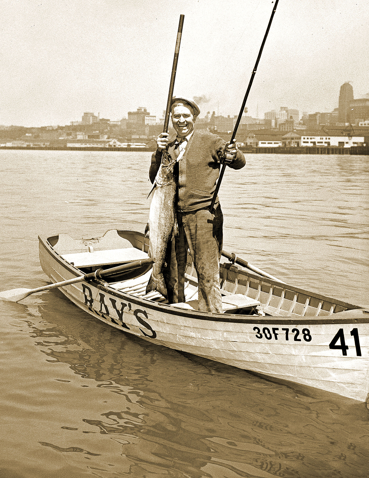 1940 Fishing for Salmon, Washington Vintage Old Photo 8.5