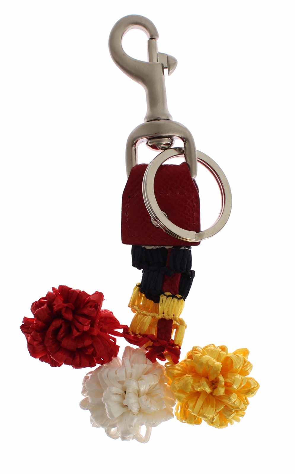 DOLCE - GABBANA Серебристо-коричневый брелок-цепочка из кожи рафии с застежкой-застежкой Рекомендуемая розничная цена 360 долларов США 38290₽