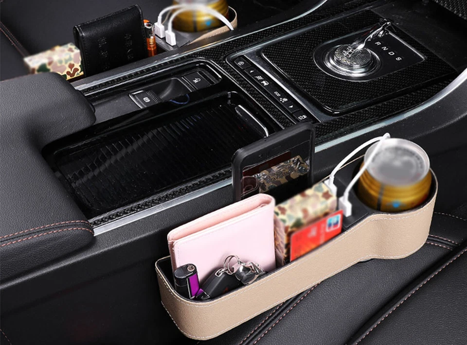 Car Seat Gap Catcher Crevice Pocket Storage Box Organizer USB Side Cup Holder — 第 3/4 张图片
